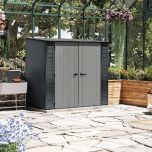 Suncast 7 x 4 Modern Storage Shed | Durable Resin Design - Gray
