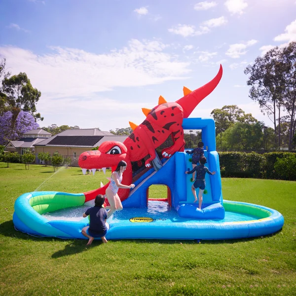 Happy Hop Dinosaur Inflatable Water Slide | Cave Adventure